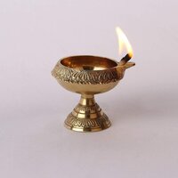 Pure Brass Handcrafted Diwali Kuber Diya On Stand Diya Oil Lamp For Puja Home Decor Pack of 4