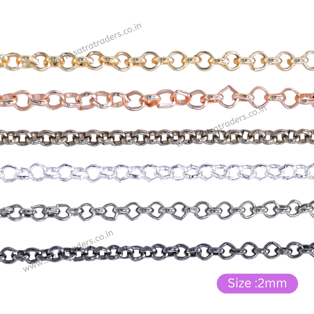 Iron Twisted Link O-Shaped Chain | Size:2mm| 100grm | IC09