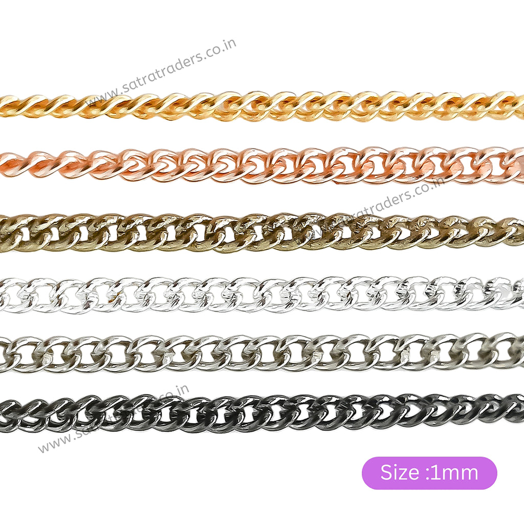 Iron Twisted Link Oval Chain | Size:1mm | 100grm | IC11