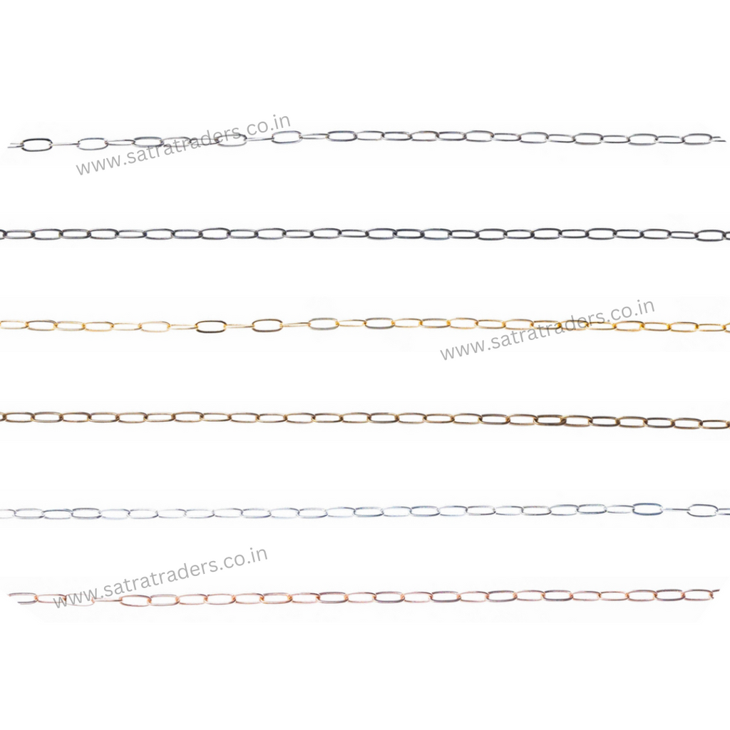 Iron Chain (Indian Plating) | Size: 3x6mm | Color Variants: Golden, Silver, Rose Gold, Mehendi, Nickel, Black - Versatile Design For Various Occasions