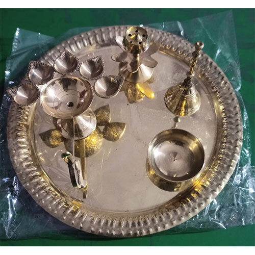 Brass Pooja Thali - Color: Golden