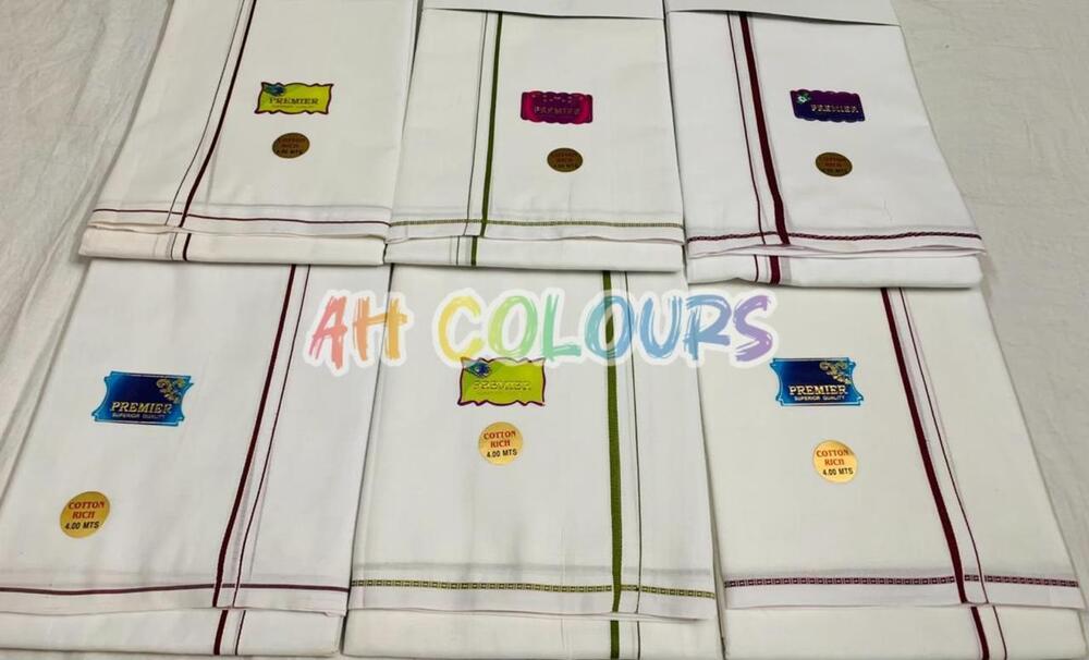 4 mts cotton dhoti pencil border