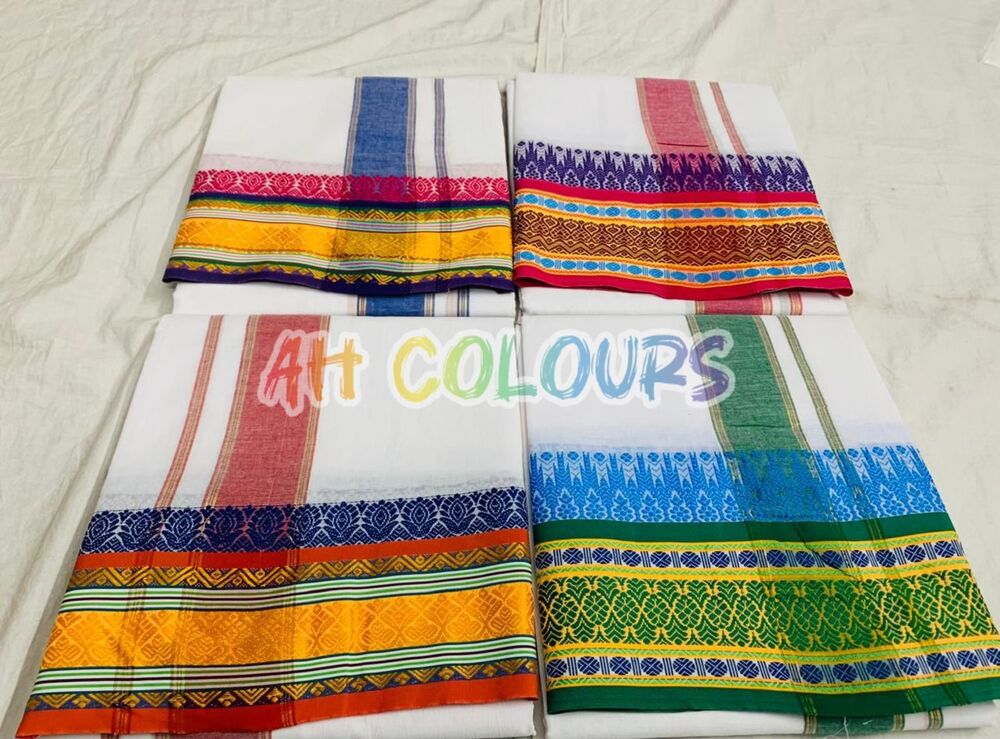 4 mts cotton dhoti jacquard border