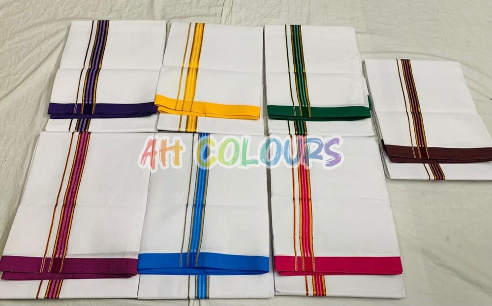 4 mts cotton dhoti zari border