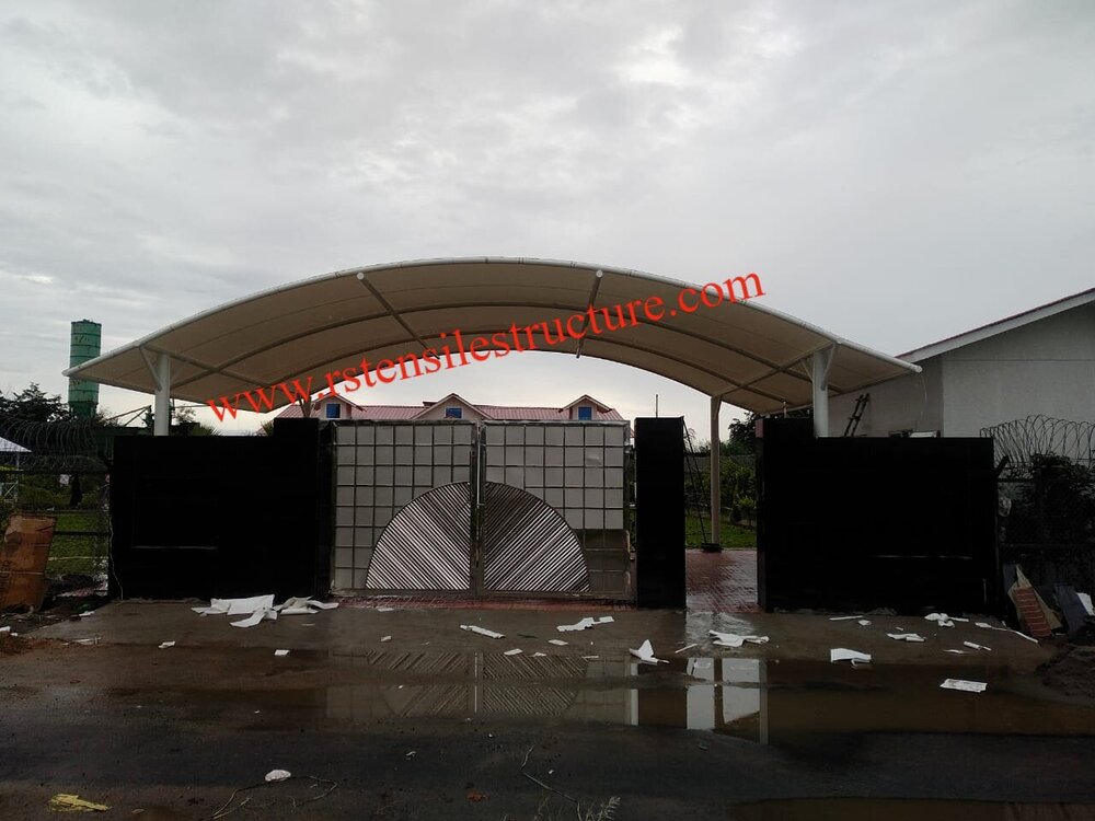 Tensile Walkway Structure - Steel Roof 8x100x10ft Dimensions | Easy Assembly Waterproof Sturdy Design 10-year Lifespan Eco-friendly