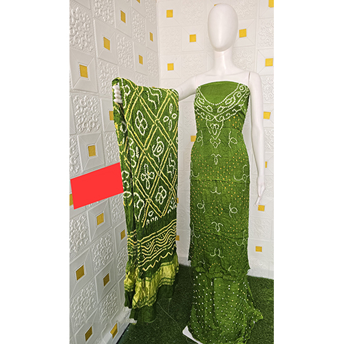 Pure Modal Silk White And Yellow Bandhej 3 Pcs Suit