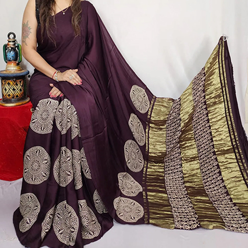 Pure Modal Silk Ajrakh Saree