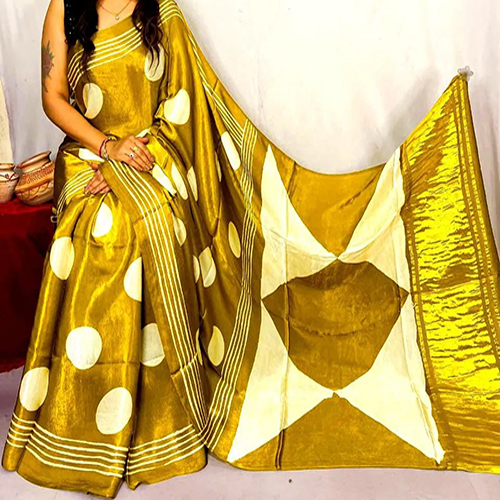 Golden Color Silk Saree - Color: Different Available