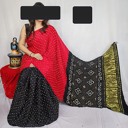 Silk Bandhni Double Colour Saree