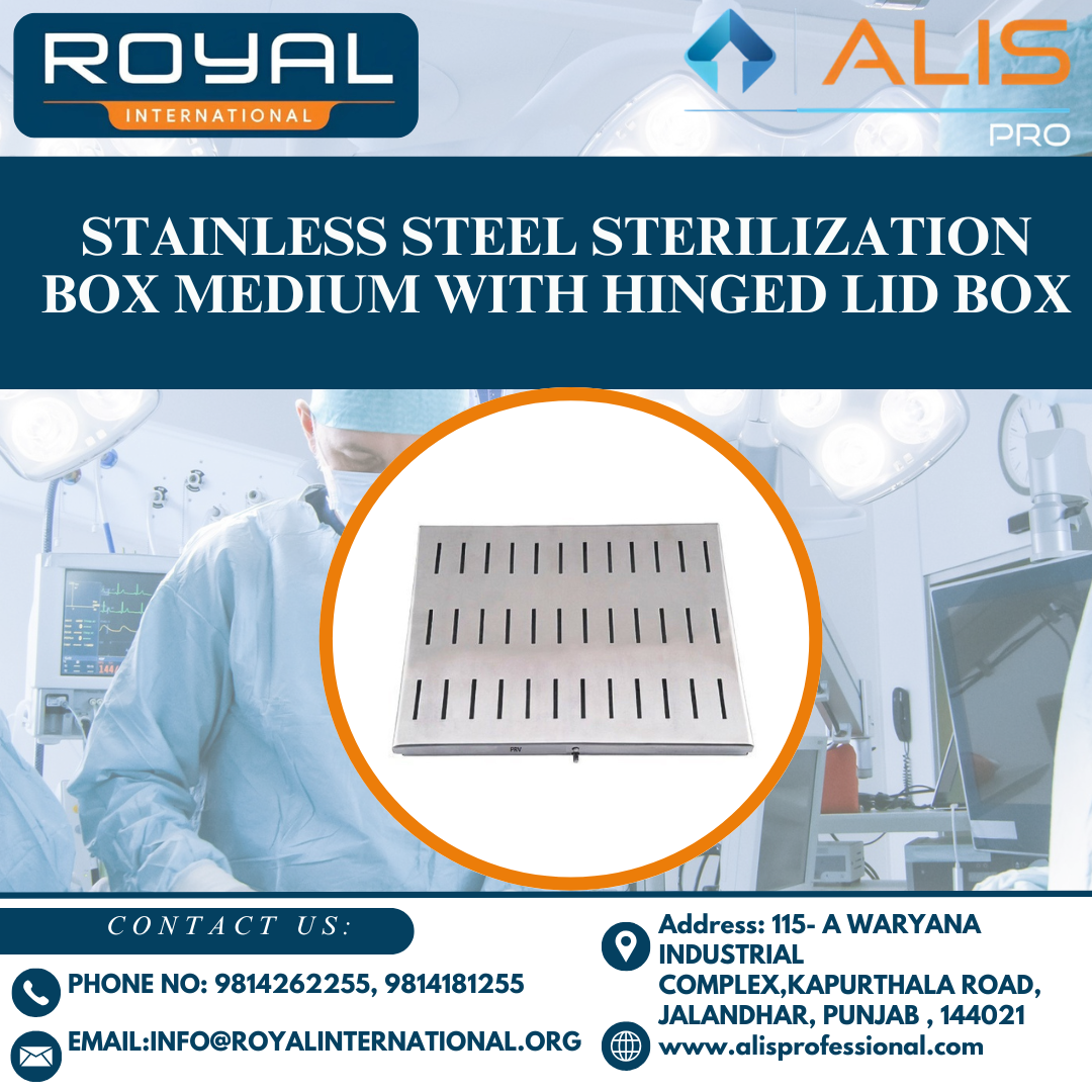 Stainless Steel Sterilization Box Medium With Hinged Lid Box