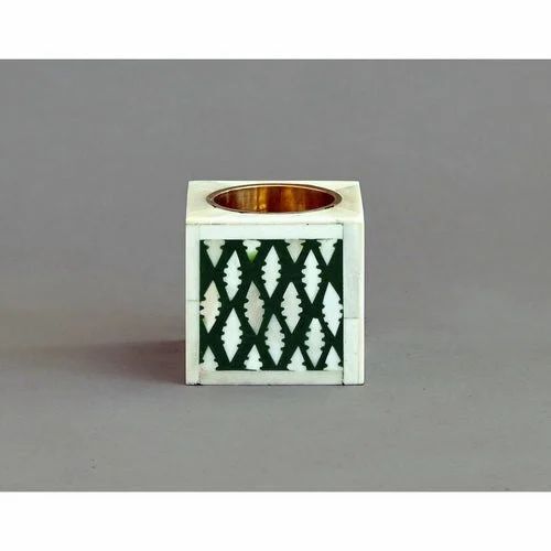 Bone Inlay Candle Holder - Intricate Floral Pattern | Elegant Bone Inlay Decor, Perfect For Home Ambiance And Stylish Display