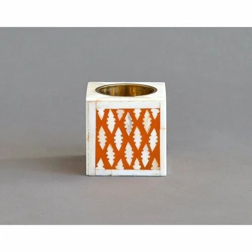 Bone Inlay Candle Holder - Intricate Floral Pattern | Elegant Bone Inlay Decor, Perfect For Home Ambiance And Stylish Display