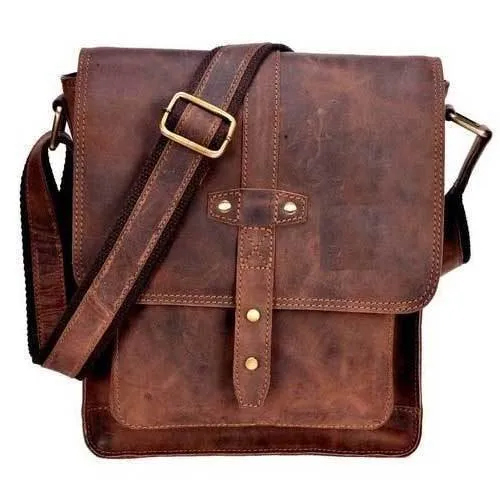 Leather Messenger Bag - Color: Brown