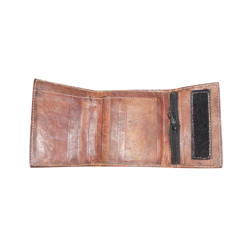 Multi Fold Leather Wallet - Color: Brown