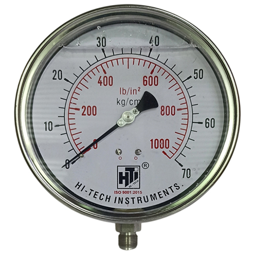 6 Inch 3-8 BSP Dial Bottom Stainless Steel Pressure Gauge