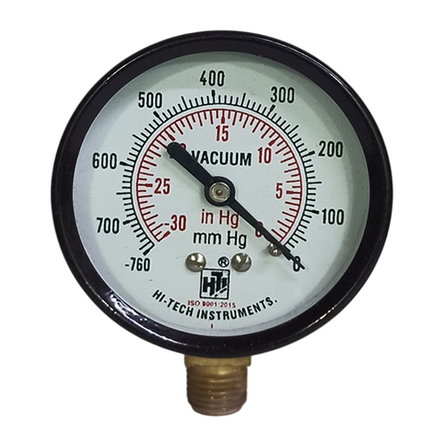 2.5 Inch 1-4 BSP Vacuum Dial Bottom Pressed Steel Pressure Gauge
