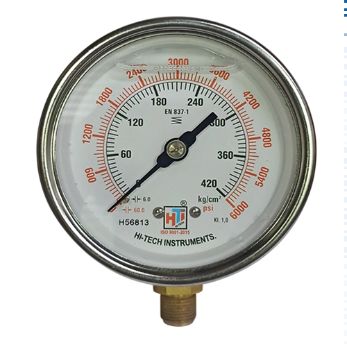 4 Inch 3-8 BSP Dial Bottom Non-Ferrous Pressure Gauge