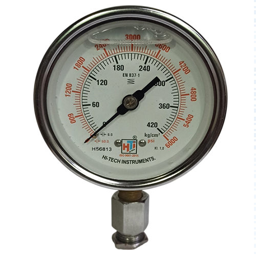4 Inch 3-8 Bsp Dial Bottom Non-ferrous Pressure Gauge - Color: Any Color