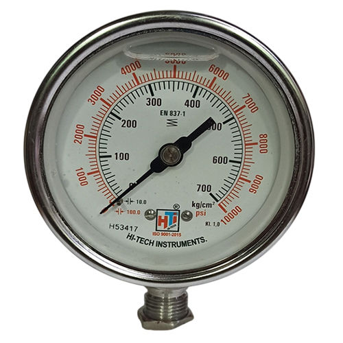 4 Inch 1-2 Bsp Dial Bottom Stainless Steel Pressure Gauge - Color: Any Color