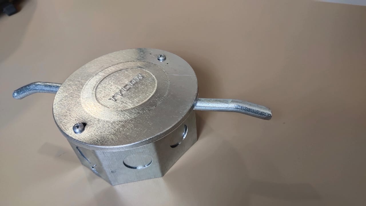 Fan Box - Galvanized Iron, 150 Mm Diameter, 80 Mm Depth, Silver Color, Multiple Knockouts For Ceiling Fixture Mounting | Tycon Brand, Electrical Wiring Enclosure