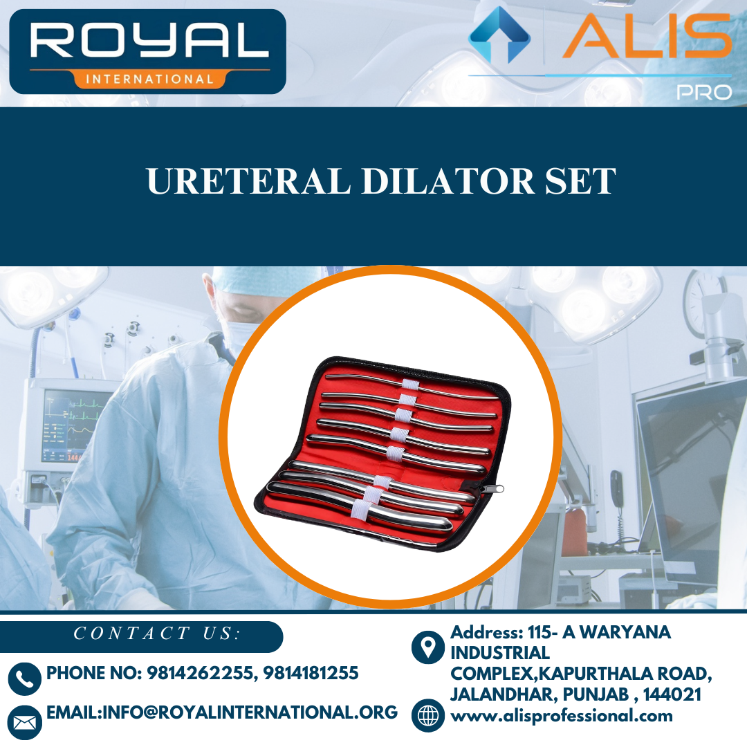 Ureteral Dilator Set - Stainless Steel, Assorted Sizes | Manual Operation, Reusable Design, Polished Smooth Finish, Urological Use