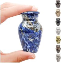 Keepsake Cremation Urn - 2.75 X 1.75 Inches, Aluminium Metal, Royal Blue Enamel Finish, Handcrafted Modern Design, 3 Cubic Inch Capacity