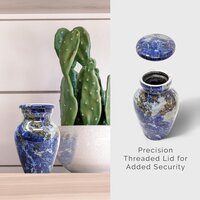 Indian Handcrafted Metal keepsake Urn for Ashes Royal Blue Small Urns Supplies