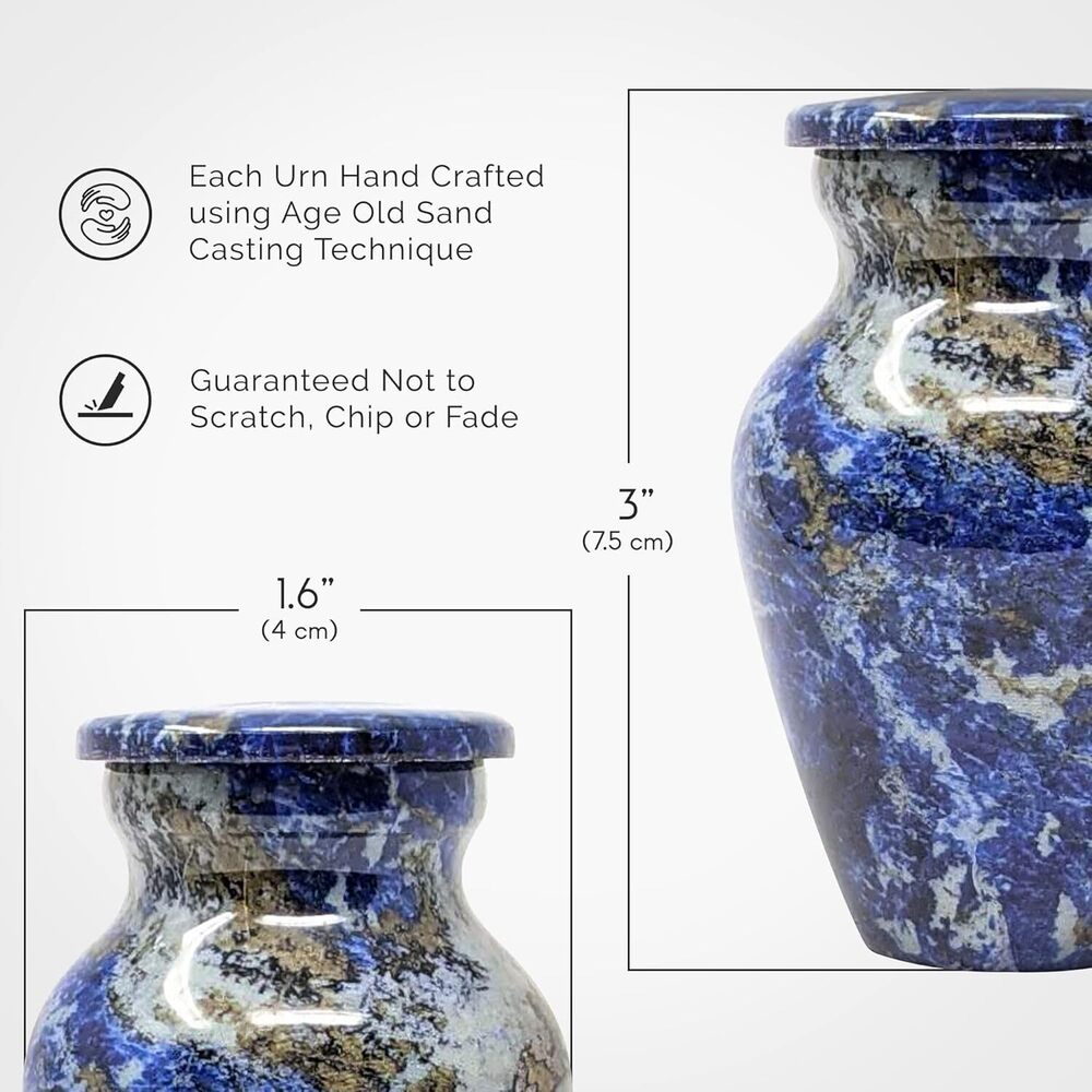 Indian Handcrafted Metal keepsake Urn for Ashes Royal Blue Small Urns Supplies