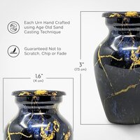 Indian Handcrafted Metal keepsake Urn for Ashes Blue & Golden Small Urns Supplies