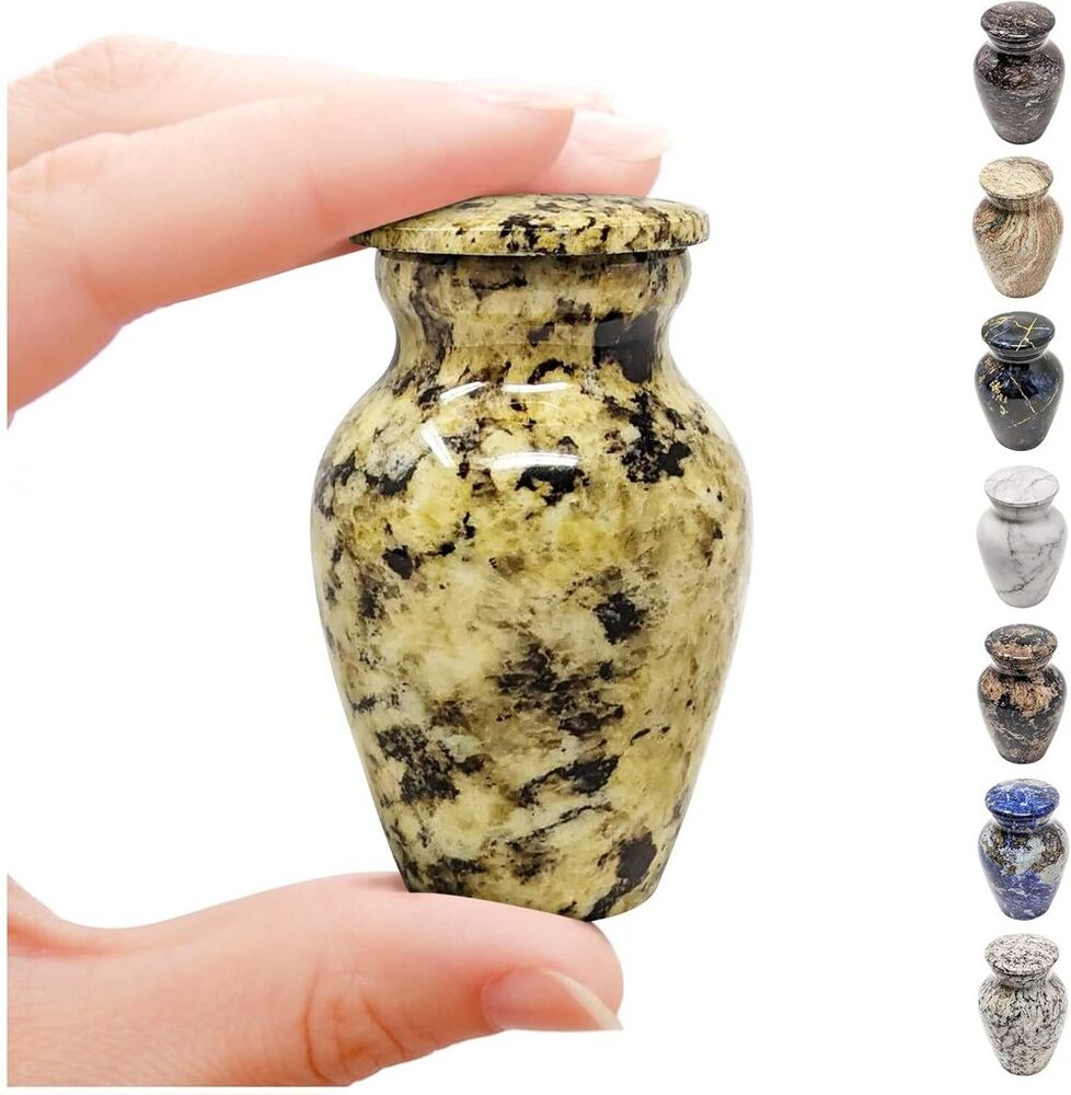 Indian Handcrafted Metal keepsake Urn for Ashes Yellow Small Urns Supplies