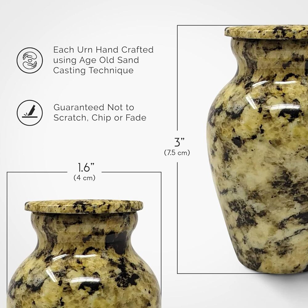 Indian Handcrafted Metal Keepsake Urn For Ashes Yellow Small Urns Supplies - Finishing: Enamel