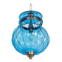 Glass Melon Hanging Light - 9 Inches, Durable Blue Round Fixture | Sleek Modern Design For Elegant Home Decor