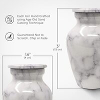 White Marble Finish Metal keepsake Small Cremation Urn for Ashes