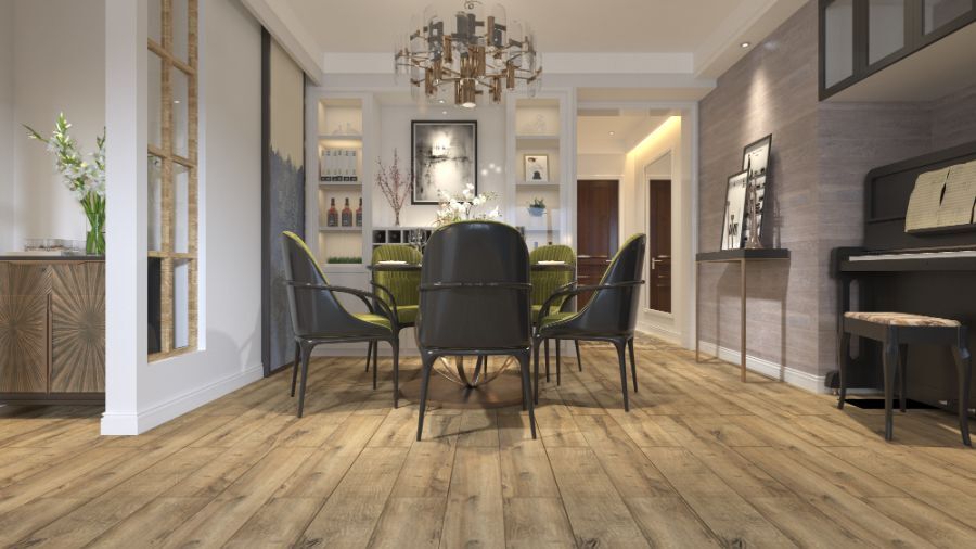 Royale Touche Laminate Sheet L-847 - Water Lock, 1285x192x8 Mm, Standard Surface Treatment, Four-sided V-groove, Exotic Beachwood Texture