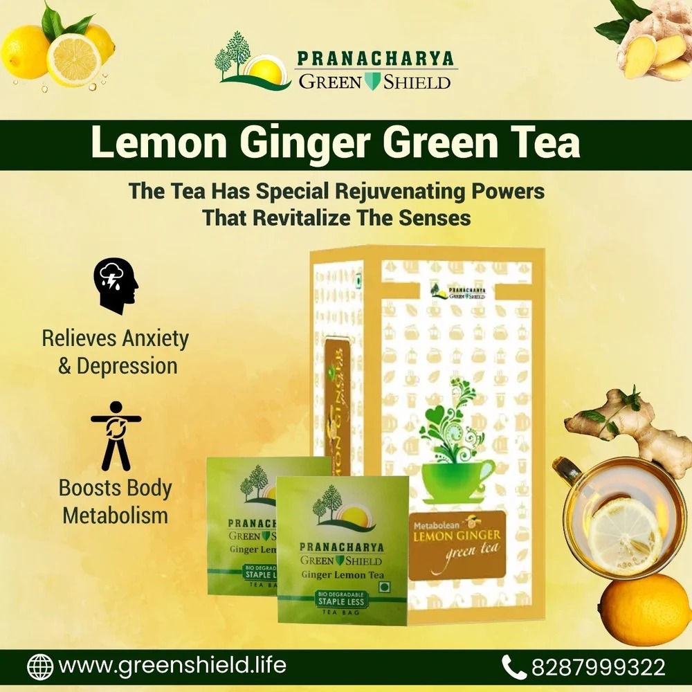 Lemon & Ginger Herbal Tea - Fresh Solid Extract | Metabolism Booster, Antioxidant-rich, Anxiety And Depression Relief, Insulin Production Stimulator, Cholesterol Reducer