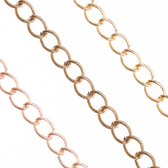 Ms Iron Chain - Material: Iron, Size: H-10mm W-14mm, Length: 01 Mtr , Color: Golden Silver Mehandi
