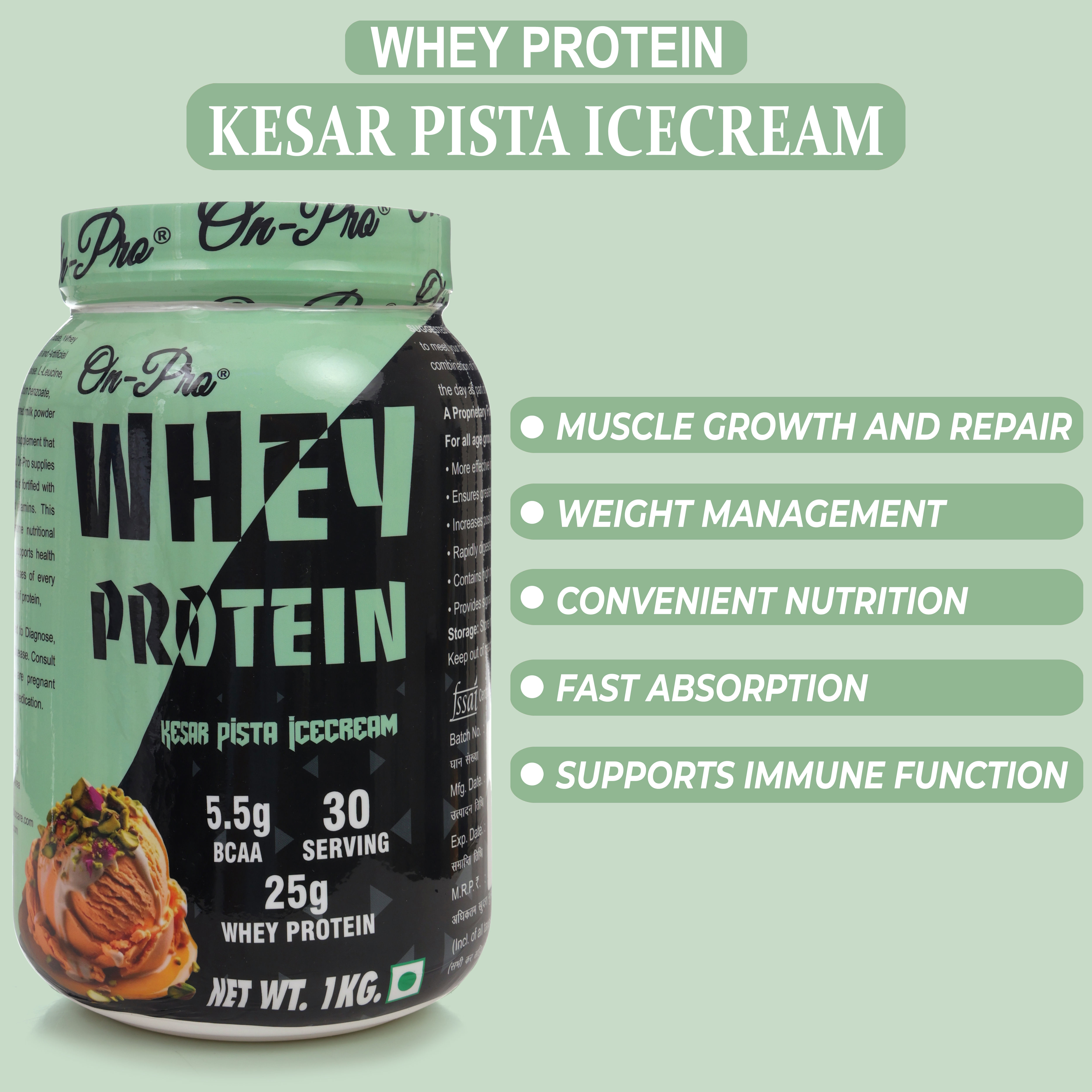 1.	WHEY PROTEIN  KESAR PISTA ICE CREAM FLAVOUR 