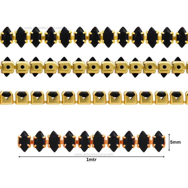 Black Diamond Stone Chain | Qty : 1mtr | DC01