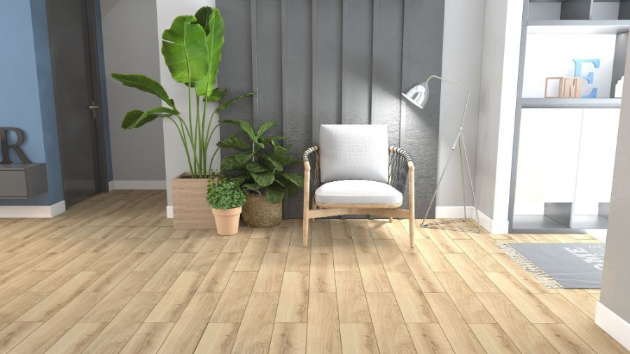 Royale Touche Laminate Sheet - 1286x160x8mm, Stained Eucalyptus Design, Water Lock Feature, Synchronised Surface Treatment, 4 Side V-groove