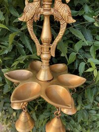 Hanging Peacock Shape Oil Lamp with Hanging Bells