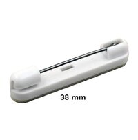 38mm Plastic Pin For Name Badges - Rectangle Shape, White Color | Ideal For Identification And Event Use, Durable Plastic Material