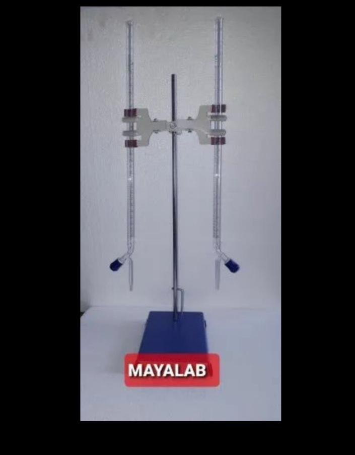 Retort Stand - Ms Material, 24 Inch Length, Blue Color | Heavy Base With Chrome Plated Rod And Dual Screw Clamps