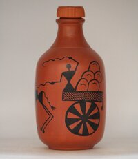 Water Bottle 1.25 Lit Cart Design - Color: Terracotta