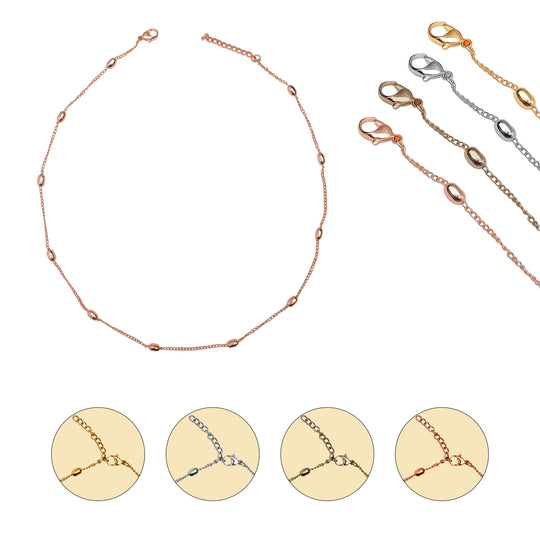 Iron Oval Beaded Chain - High Quality 5pc Set, Elegant Golden, Nickel, Mehendi, Rose Gold, Silver Finishes