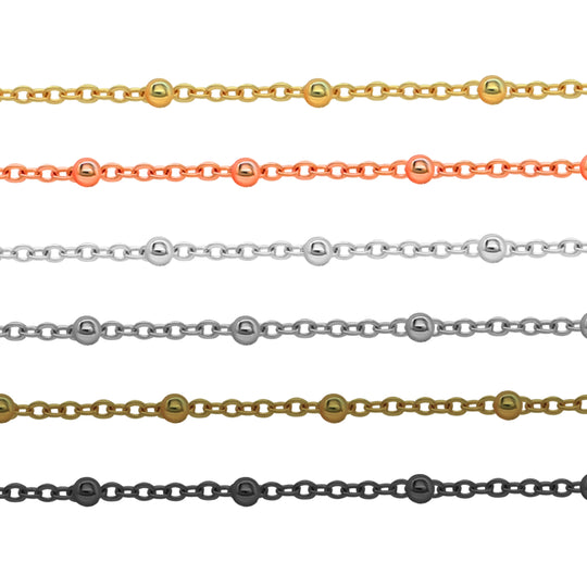 Ready Chain With Jump Ring And Lobster - 20 Inch, 3mm Ball Size, 2pcs | Available In Golden, Nickel, Rosegold, Silver, And Mehnadi Colors