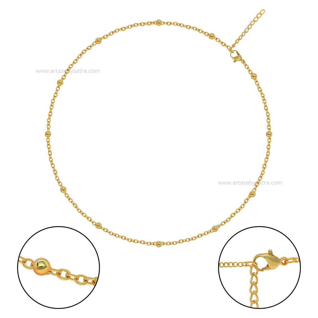 Ready Chain With Jump Ring And Lobster - 20 Inch, 3mm Ball Size, 2pcs | Available In Golden, Nickel, Rosegold, Silver, And Mehnadi Colors