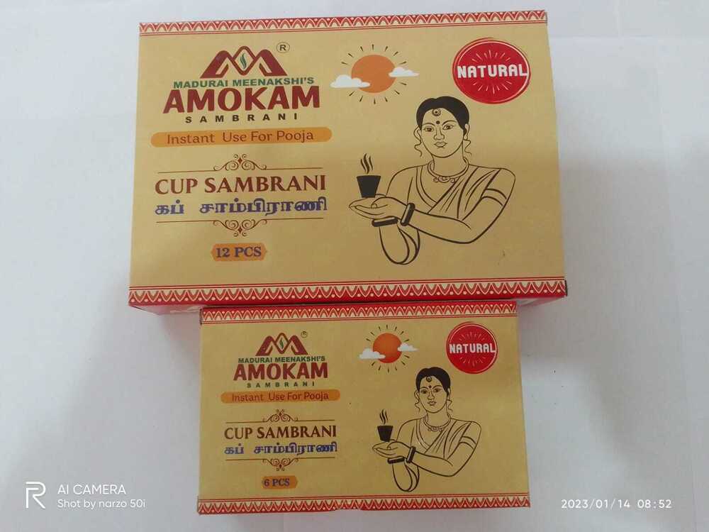 Amokam Cup Sambrani Black (Natural) 6 Pcs