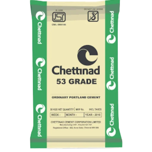 Opc 53 Chettinad Cement - Grey Fine Powder, 50 Kg Sack Bag | Ordinary Portland Cement for High Strength Concrete Structures