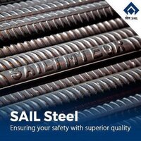 Sail Tmt Bar - Mild Steel, 20-25mm Diameter, 12 Meter Length | Polished Silver Finish, Grade Fe 500, High Strength For Industrial Use