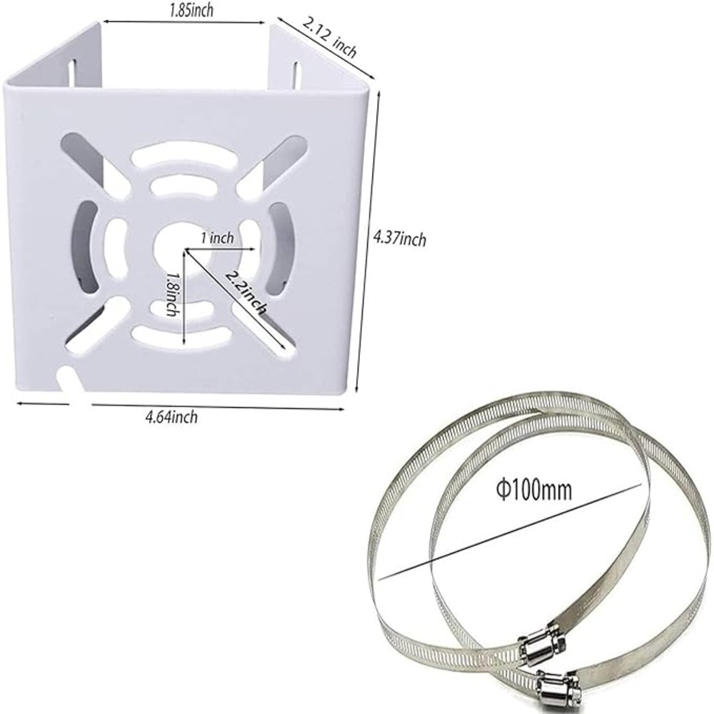 Cctv Pole Mount Bracket - Metal, 4x4 Inches, Ivory White | Adjustable Ring For 200mm Diameter, Compatible With Hikvision And Dahua Cameras, Indoor/outdoor Use
